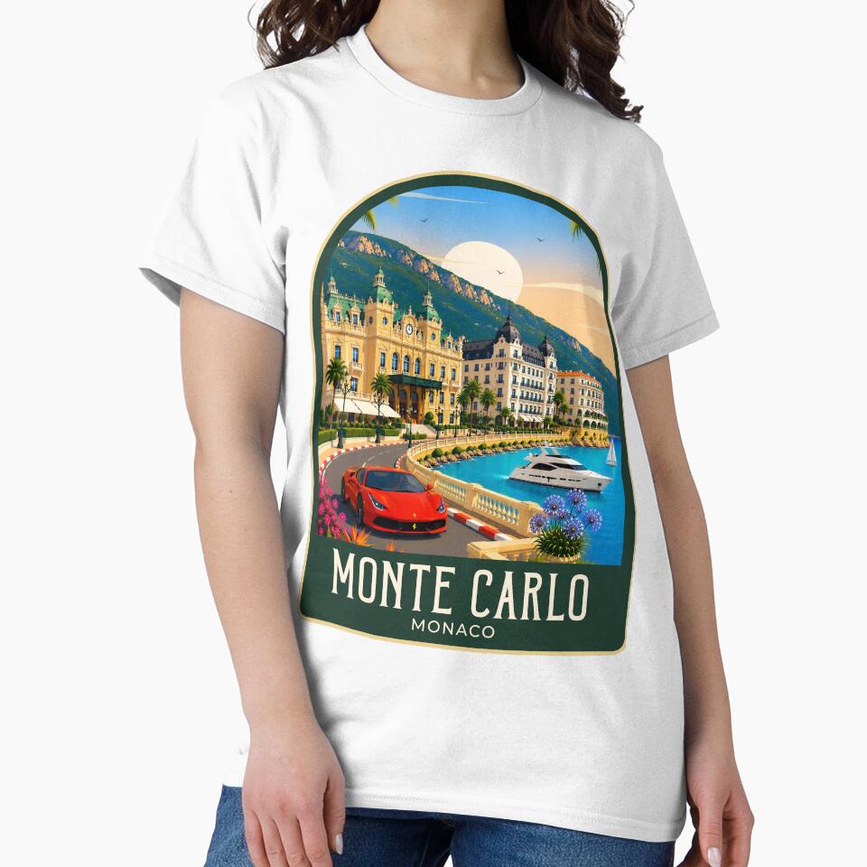 Monte Carlo Vintage Travel Illustration by HomeLivingCo