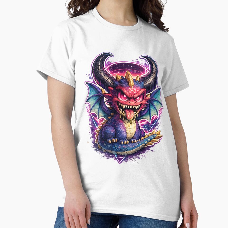 Cute Demon Dragon – Chibi Fantasy Monster Sticker by AlexLineArt