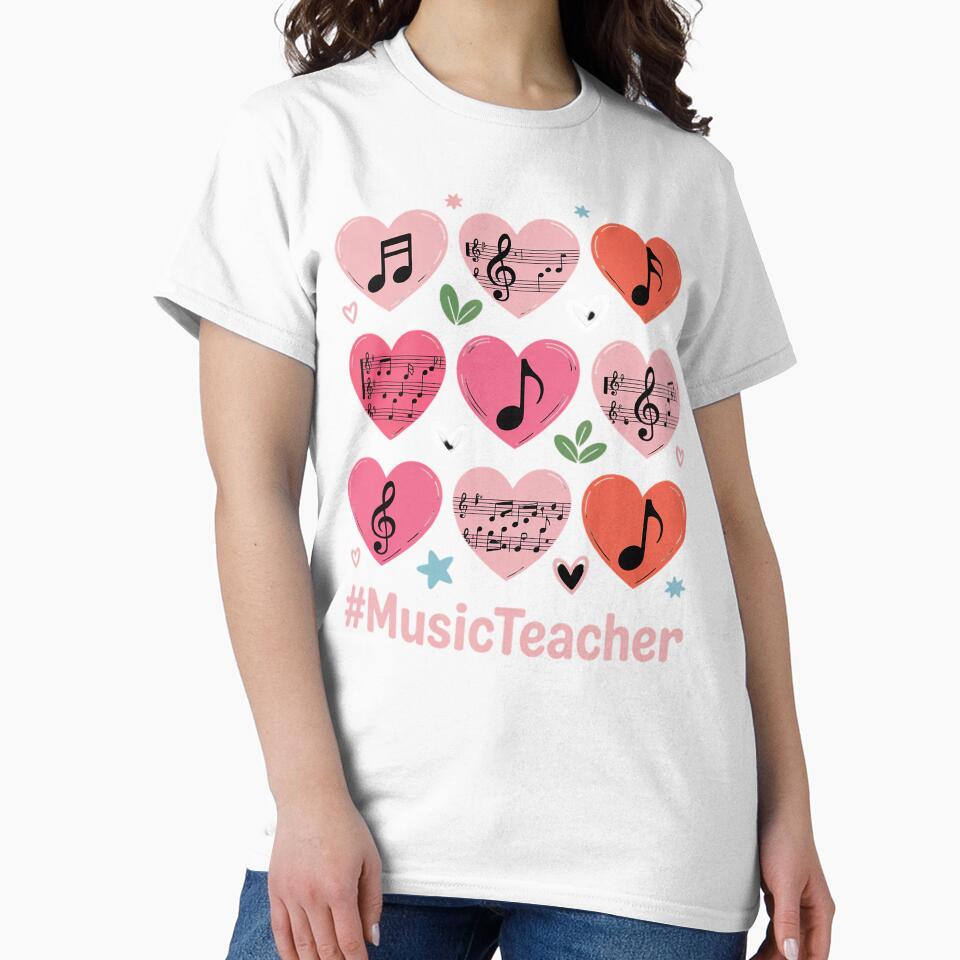 Valentine's Day Music Teacher Musical Notes Hearts Musician by BlassmausArt