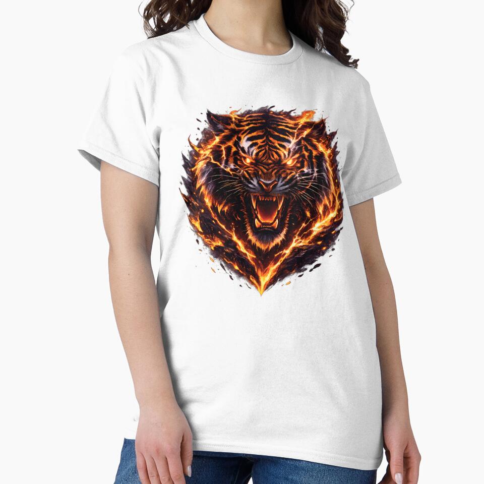 Fire Tiger Head – Flaming Wild Predator Design by CreativeMindsetLab