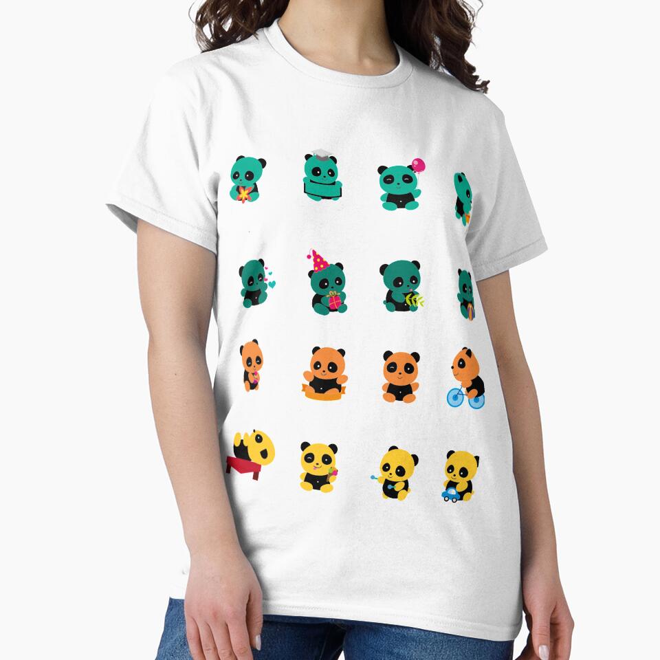 colored cute pandas pack funny gift by yakibo