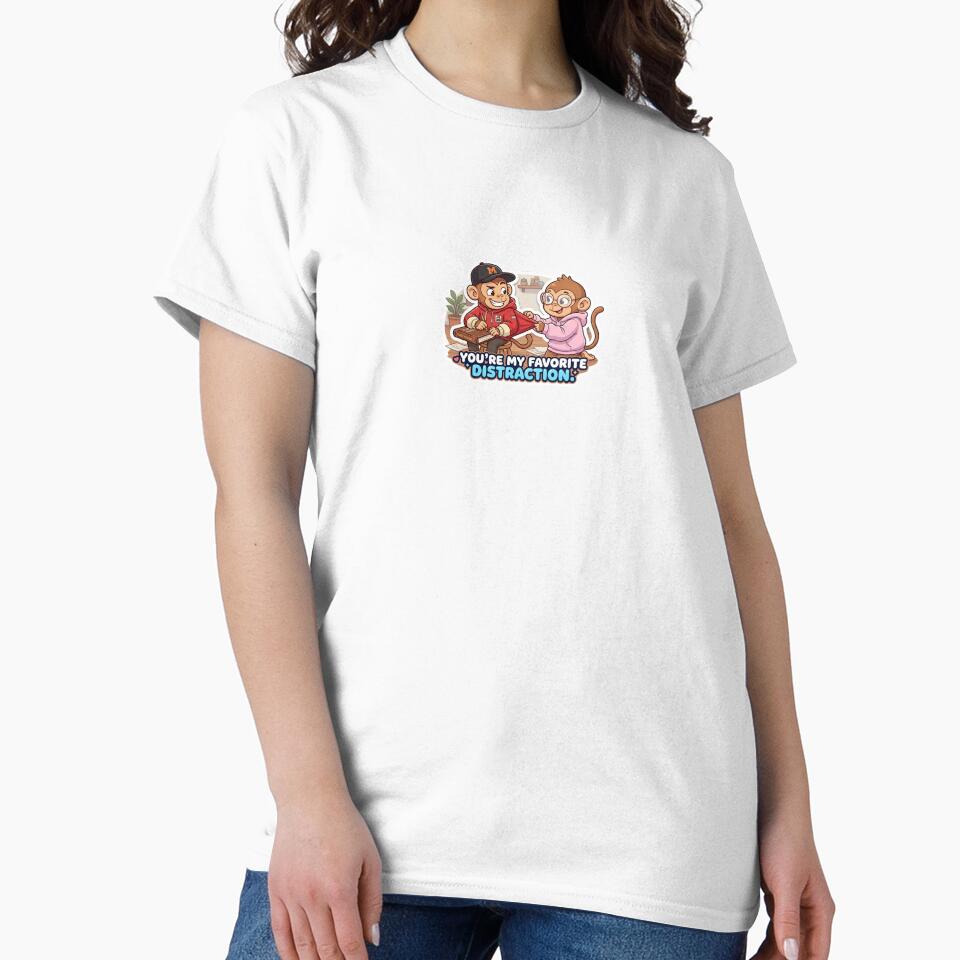 You’re My Favorite Distraction Monkey Sticker | Cute Couple Meme Cartoon by Newkidshub