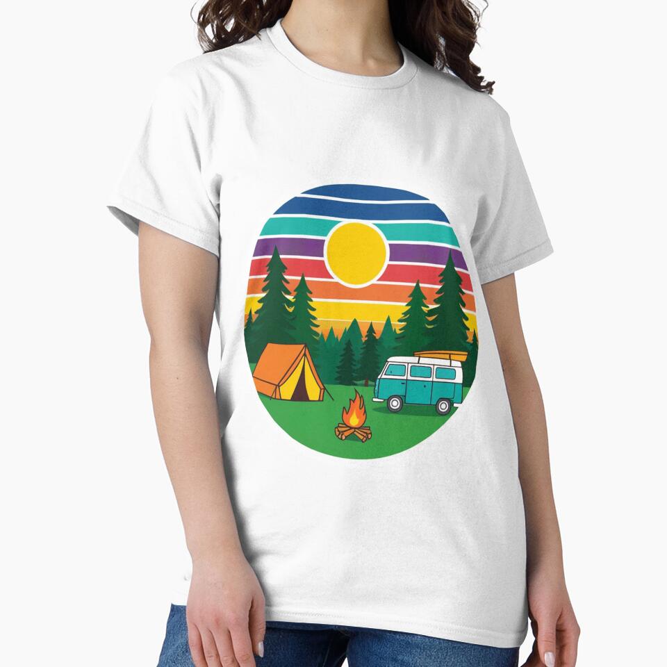 Camping Outdoors in the Forest With Colorful Sky by TheProPrints