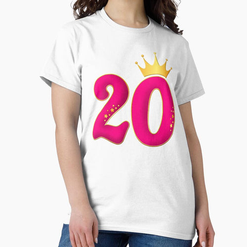 20 Years Old, Birthday party design for girls. Number 20 and crown by iclipart
