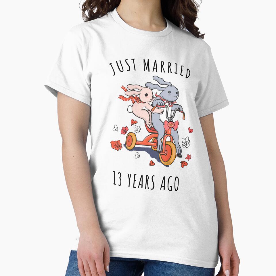 Just Married 13 Years Ago - 13th Anniversary Couple Bunnies Tee, Phone Cases And Other Gifts by MemWear