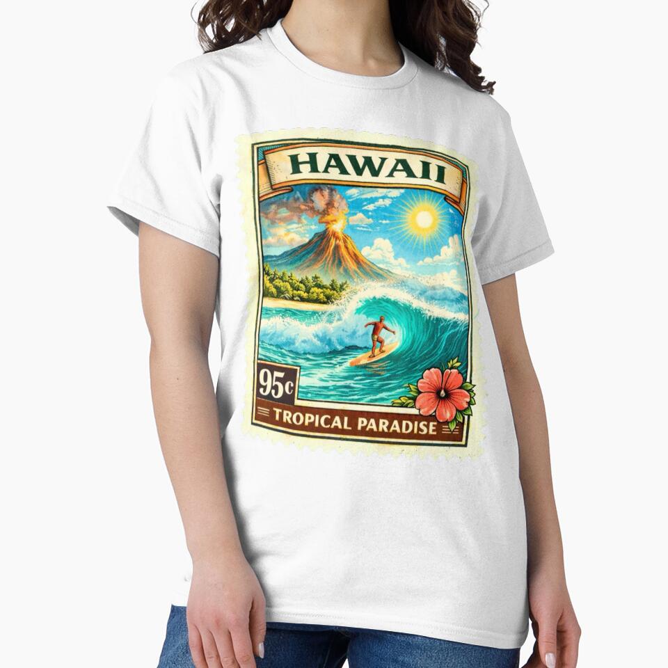 Hawaii Tropical Paradise Vintage Stamp by Myra365Art