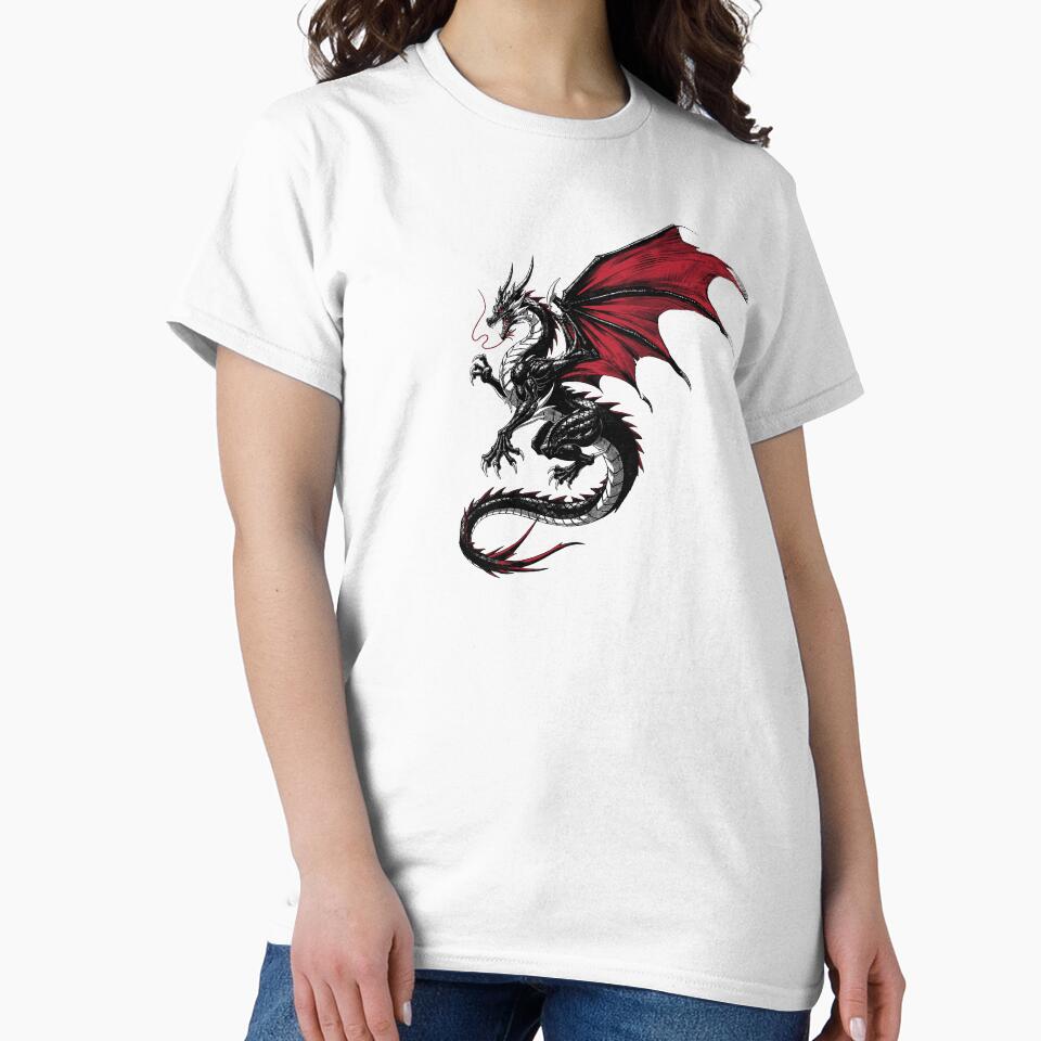Akai Black Dragon Red Wings – Anime Fantasy Beast Tattoo Art by Tsuiho_art
