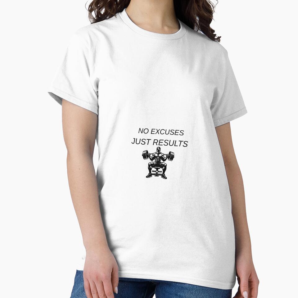 No Excuses Just Results GYM T SHIRT Motivational Fitnes Tee by TeeNovaPrints