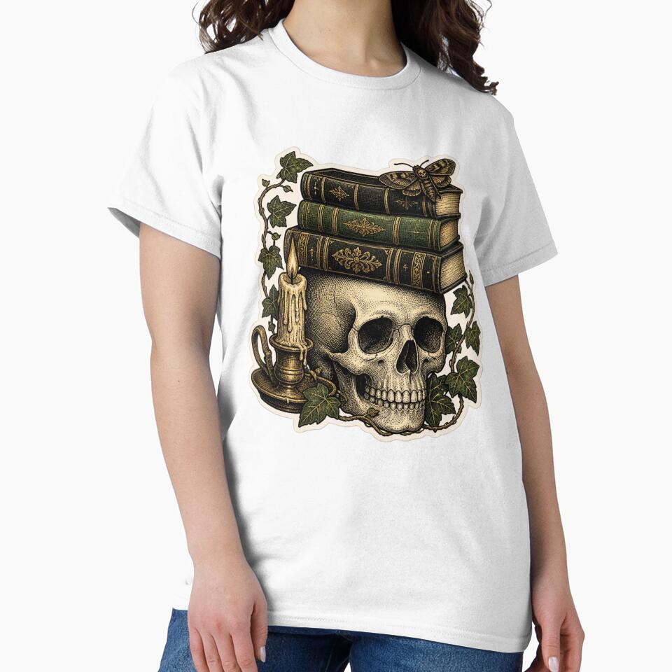 Haunted Professor Skull Bookplate Vintage Halloween by StickyGuys