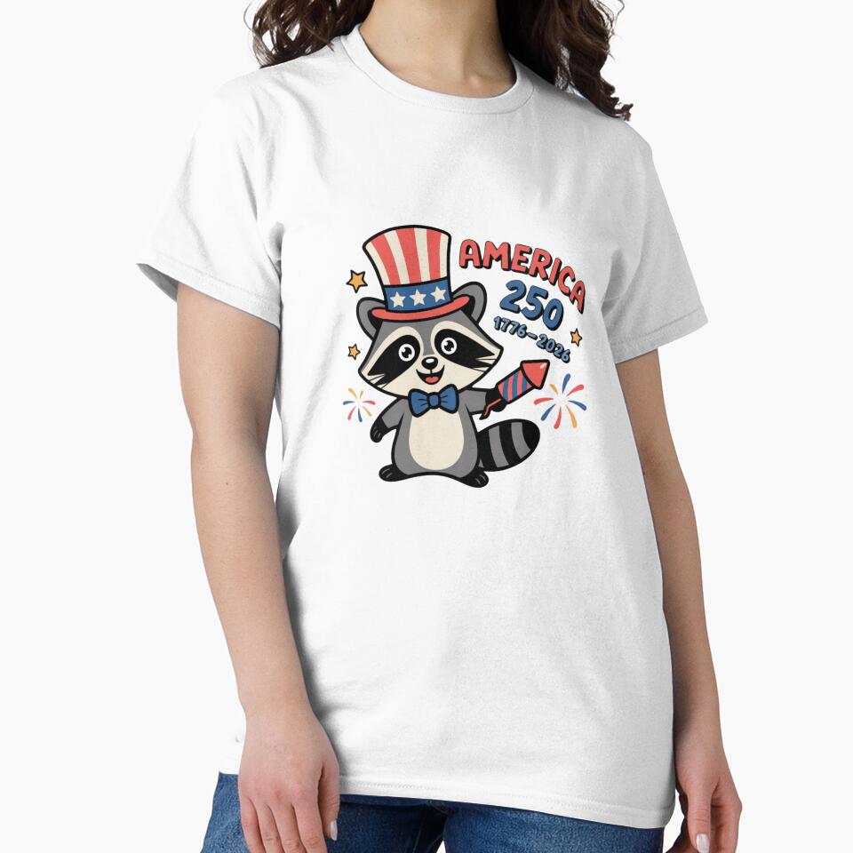 America 250 Patriotic Raccoon Art - Cute USA 1776-2026 Semiquincentennial Celebration Design by Picasfarmer