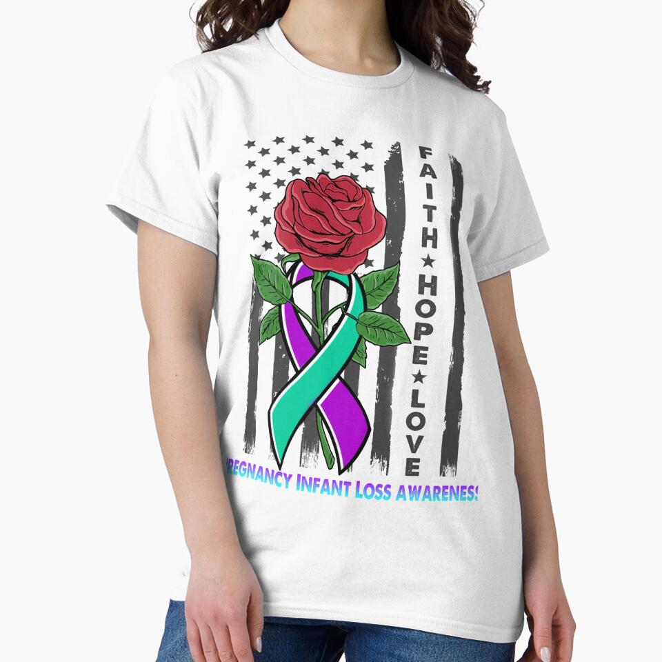 Faith Hope Love Pregnancy Infant Loss Awareness American Flag by Kohend