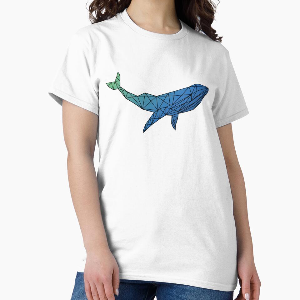 Gradient Blue Geometric Whale by zibziby