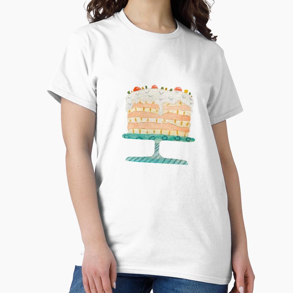 Cake textured a happy birthday watercolor sketch black by Yana Mustafina | Boho Soulful Designs