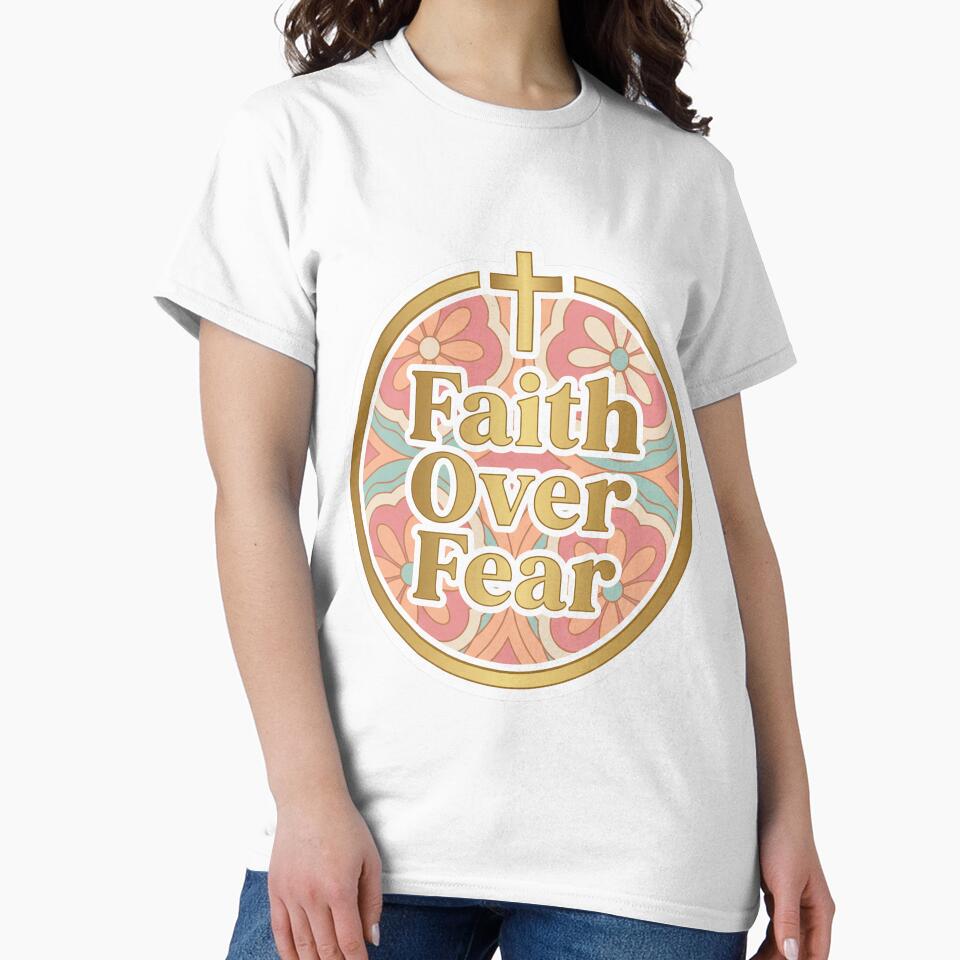 Faith Over Fear Retro Floral Circle Message by torildorxop