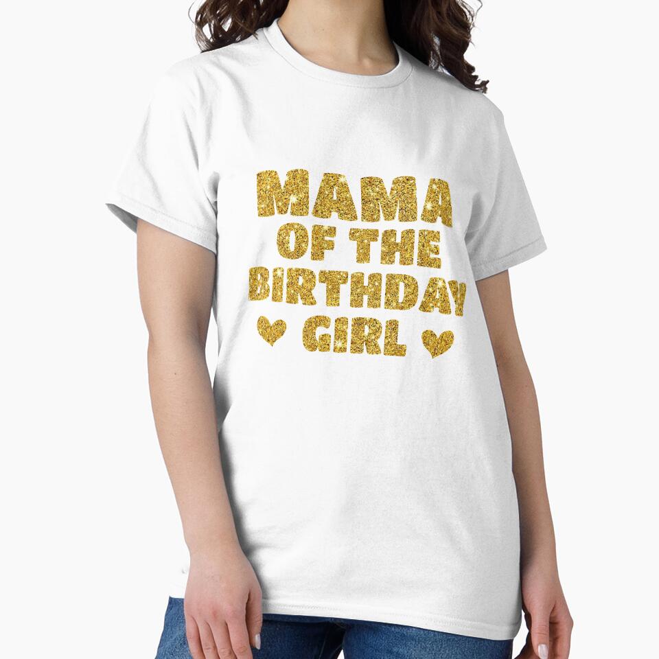 Mama of the Birthday Girl - Golden Glitter Sparkles by ArtOneDesign