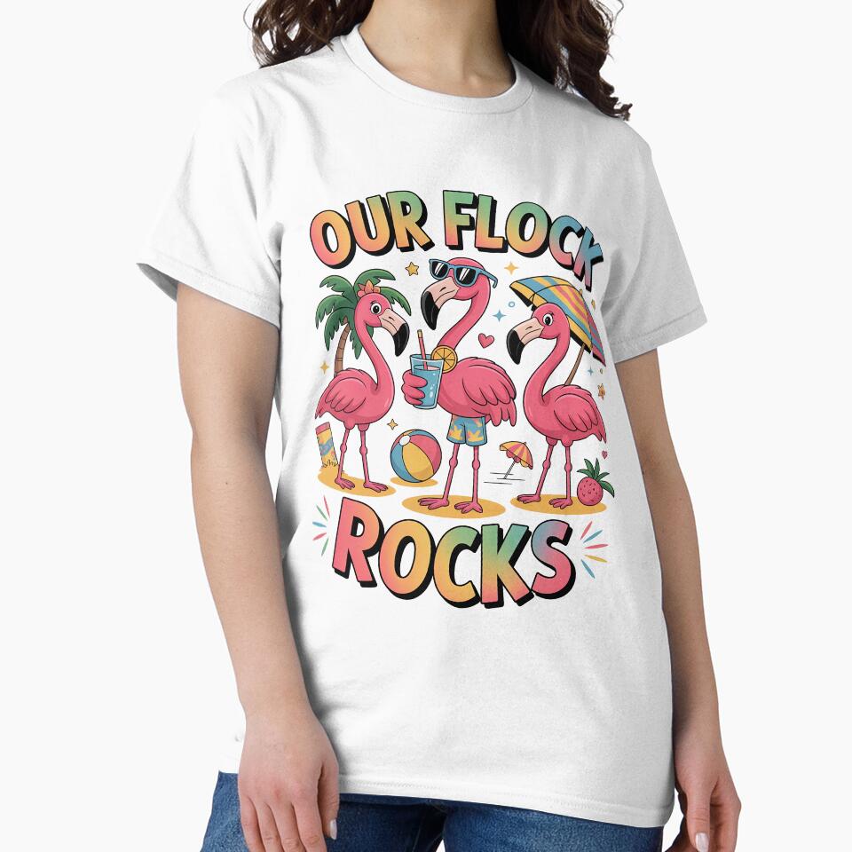 Our Flock Rocks Flamingo Summer Vacation Family Matching by grounabslaninal