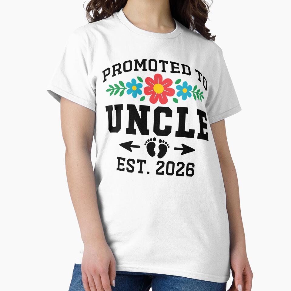 Promoted to Uncle Est 2026 Flower Heart New Uncle 2026 Gift by gunaone-design