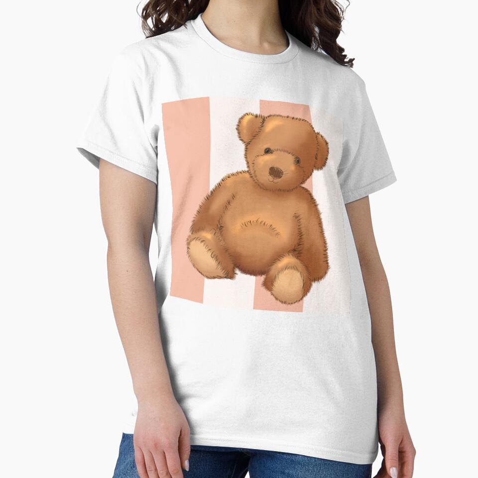 Teddy bear on soft peach stripe by OhNoNotAgain42