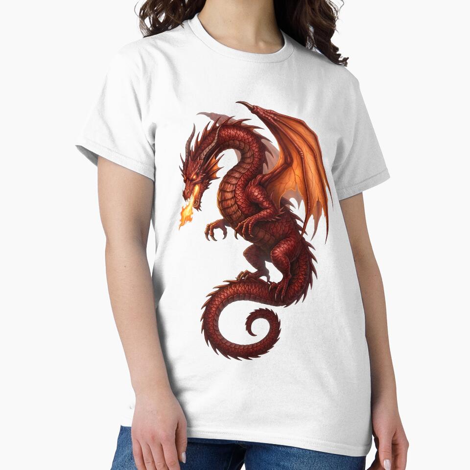 Majestic Red Fire Dragon Fantasy Art by DragonSerpent Ink