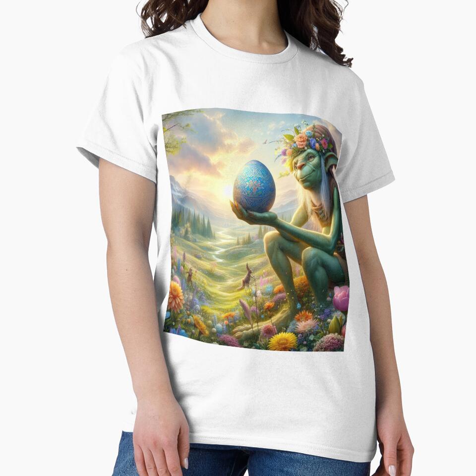 sitting green goblin with easter egg fantasy easter landscape by Expressions-Sel