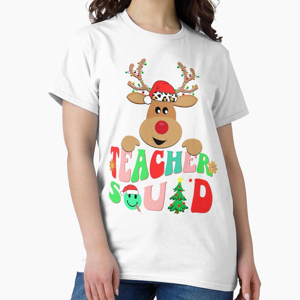 teacher christmas reindeer shirt , matching teacher squad christmas crew grovvy shirt by ZAIN JAMAL