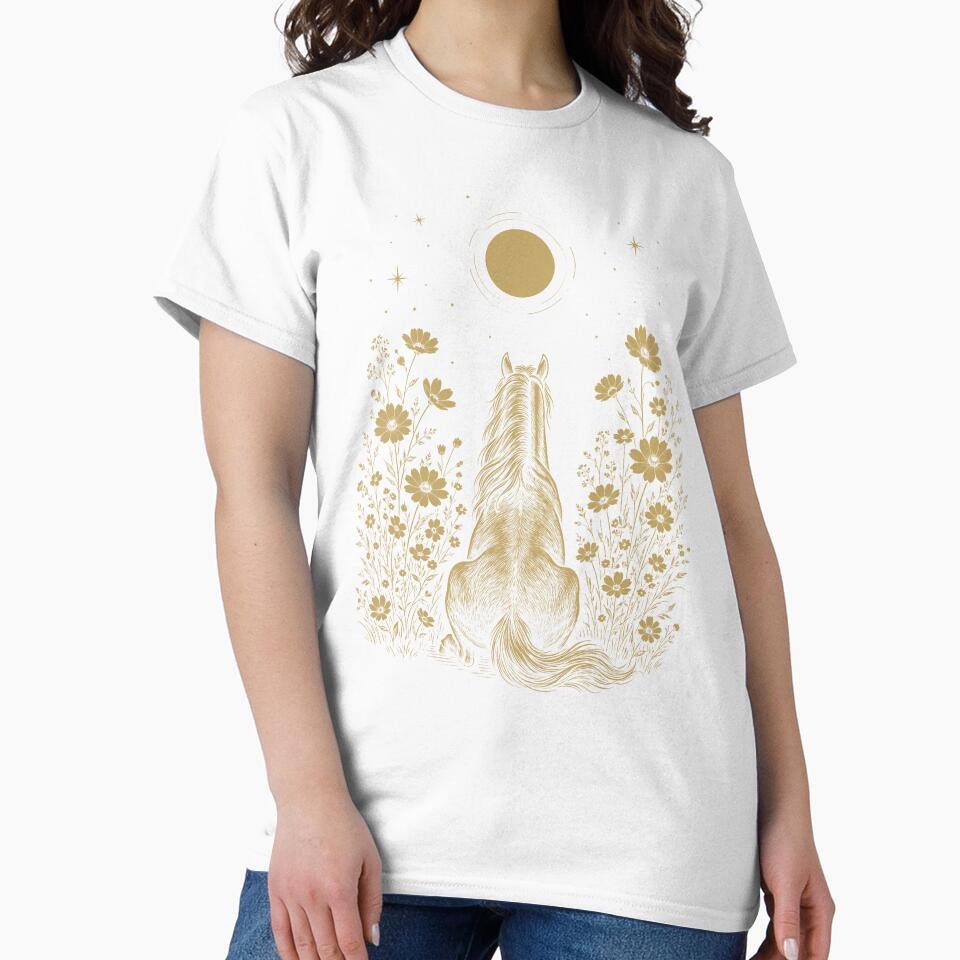 Horse Moon Night Flower Minimalist Boho Lover by DoodleTortle