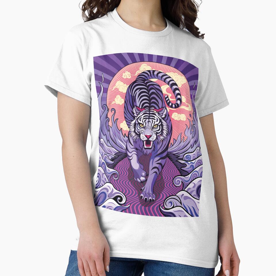Vintage Sunrise Japanese Fierce Purple Tiger by FemmePod