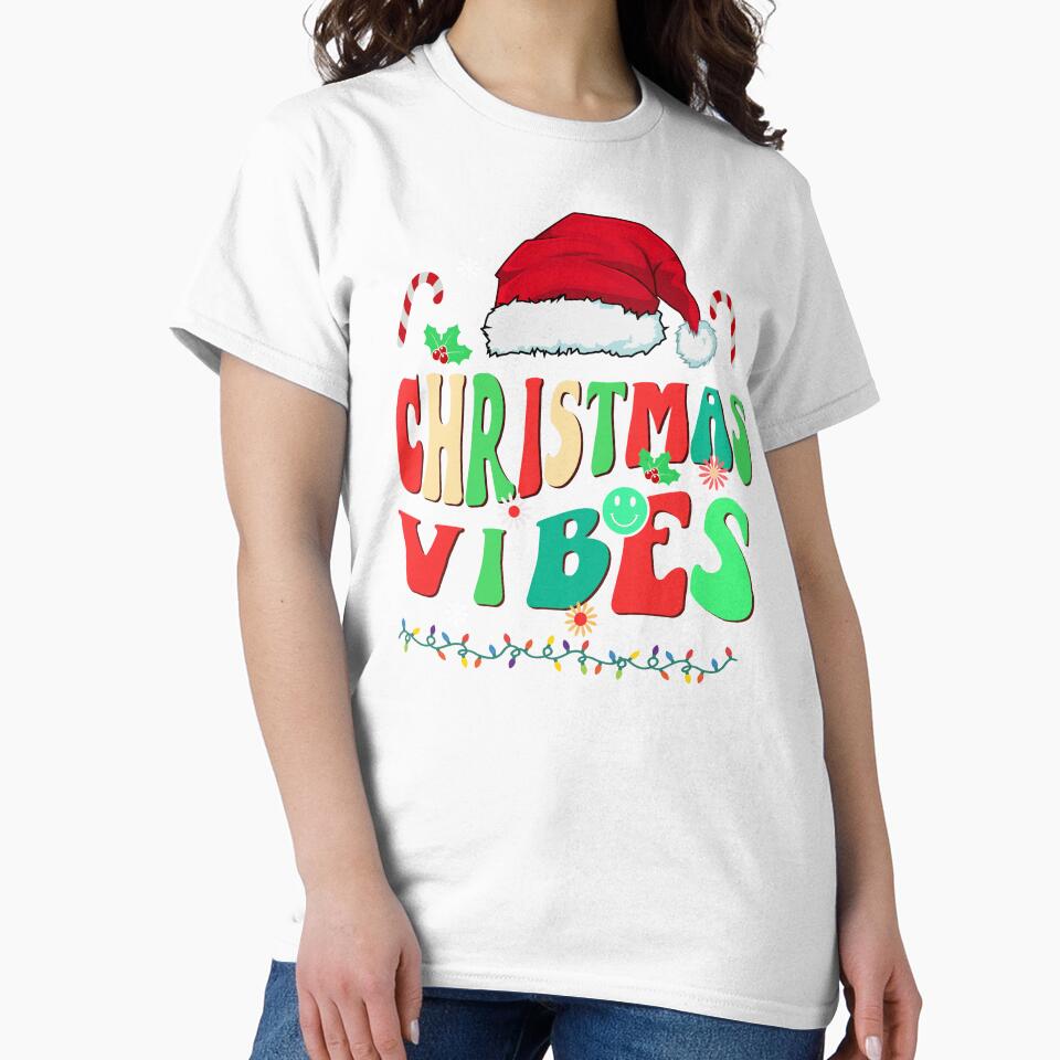 family christmas vibes 2023 groovy shirt, christmas santa crew matching xmas shirt by ZAIN JAMAL