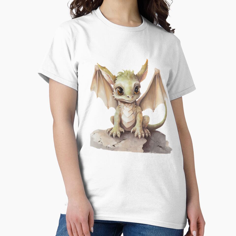 Adorable Baby Dragon Perched on a Rocky Ledge by CuteopiaGallery
