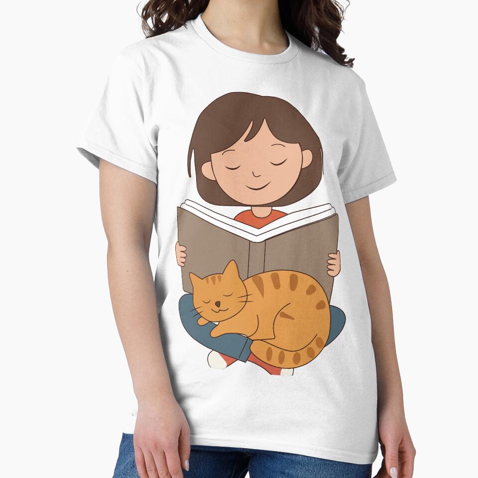Cozy Reading Time with Cat - Bookworm Girl by TatinkaArtskill