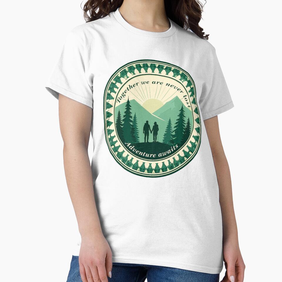 Together we are never lost couple hiking badge romantic outdoor print by icemanphotos