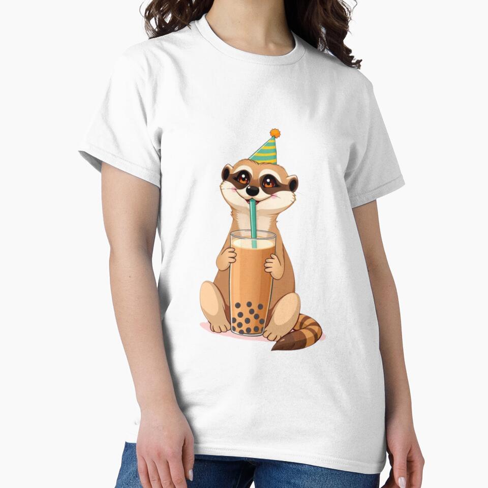 Meerkat  Boba tea milktea Party Hat happy birthday kawaii gift funny christmas happy by CheeseBlueprint