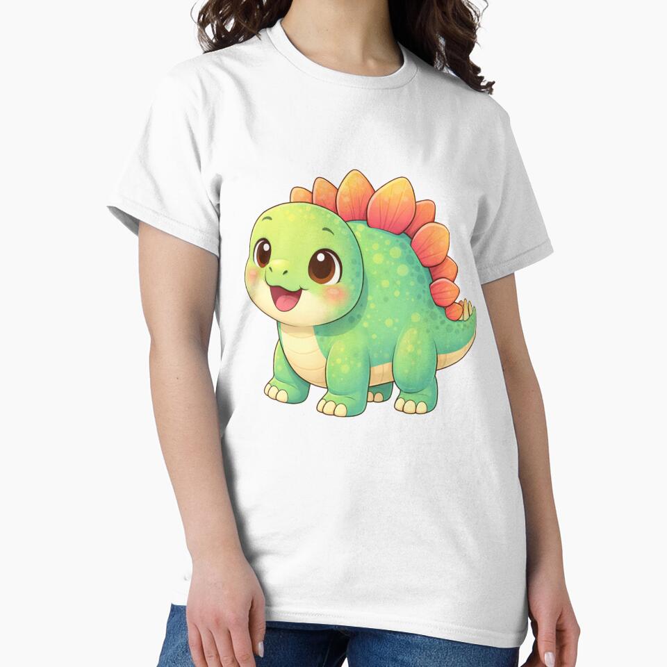 Cute Stegosaurus Dinosaur for Baby Clothes – Minimalist Illustration by Mac Sketches