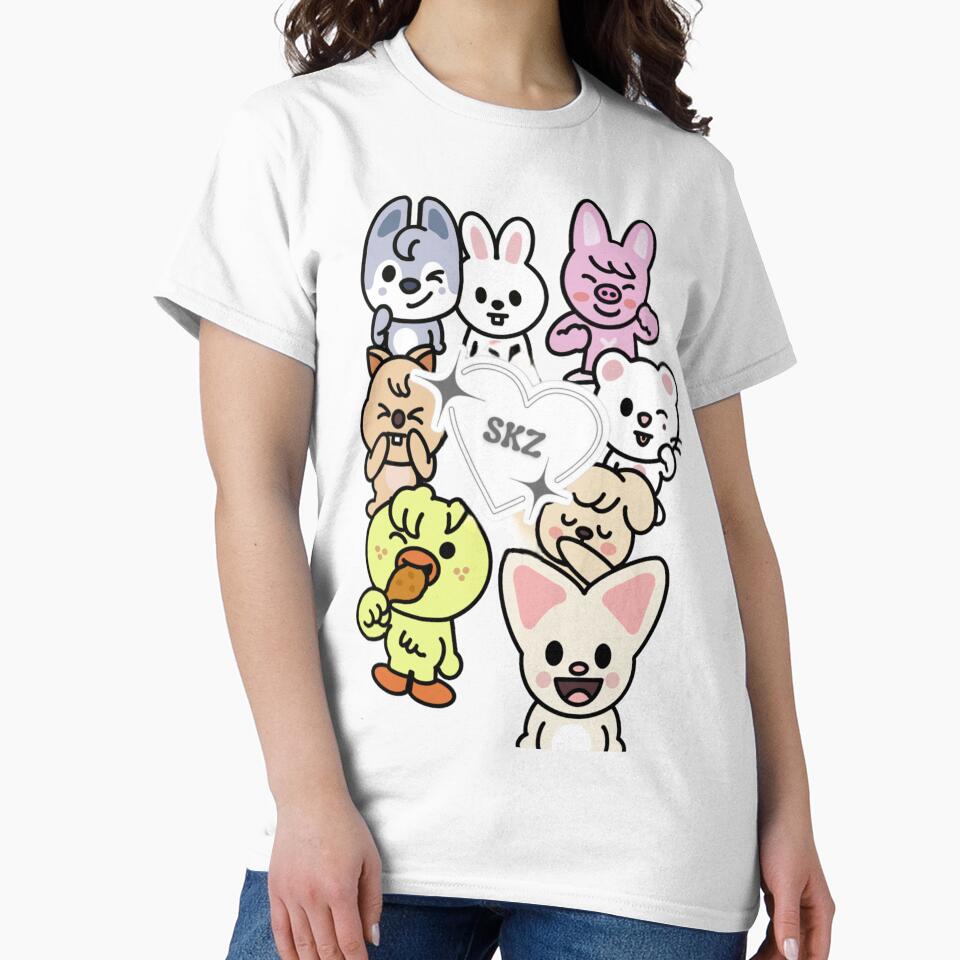 SKZOO WolfChan Leebit Dwaekki Jiniret HANQOUKKA Bbokkari PuppyM FoxI.NY shirt KARMA stray kids stay images group bang chan lee know changbin hyunjin han felix seungmin jeongin kpop skzoo by Kpop-Noona