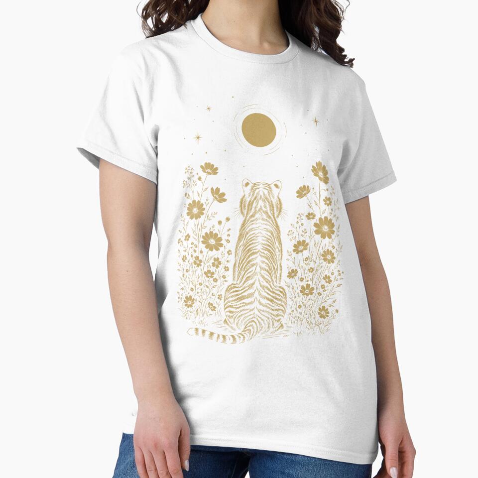 Tiger Moon Night Flower Minimalist Boho Lover by DoodleTortle