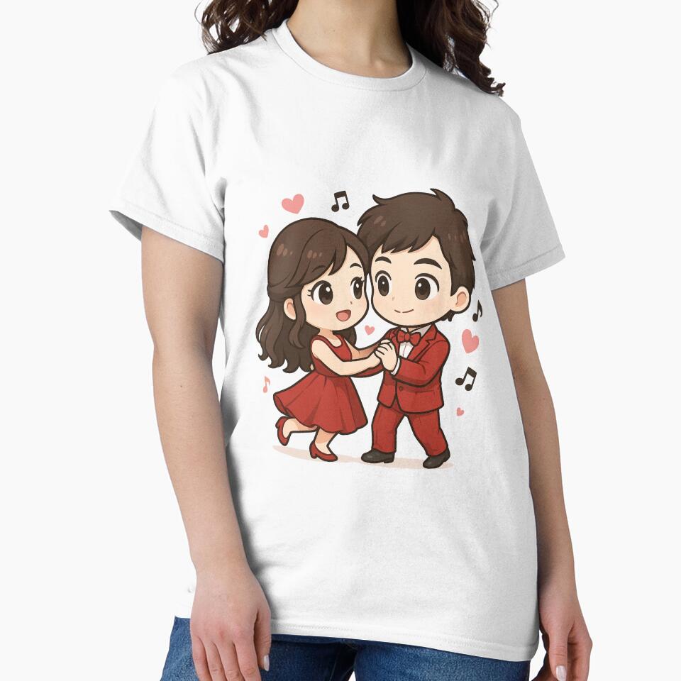 Chibi Couple Dancing with Musical Notes – Cute Valentine Ball Style Illustration by ColorSplash123