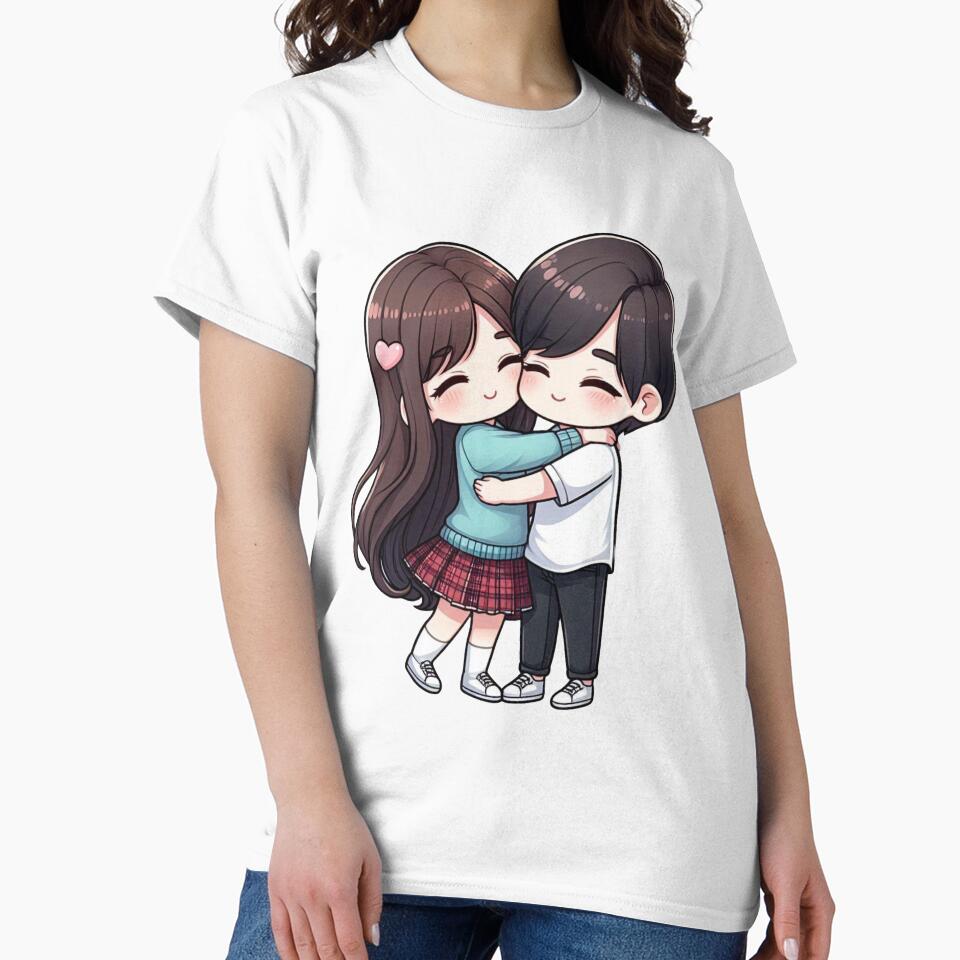 Cute Couple Hugging – Romantic Love Illustration, Sweet Couple Art for Gifts & Decor by TrendyDesign159