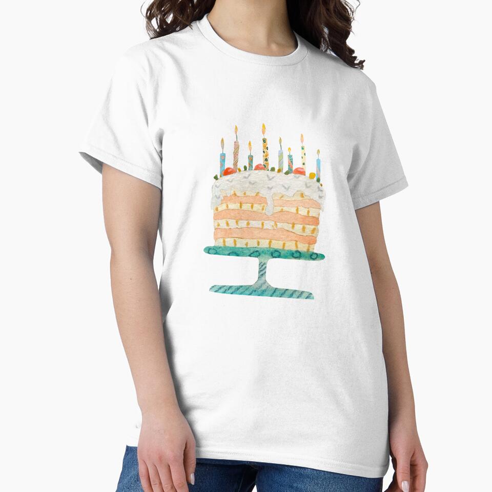 Cake sweet food candle happy birthday watercolor green by Yana Mustafina | Boho Soulful Designs