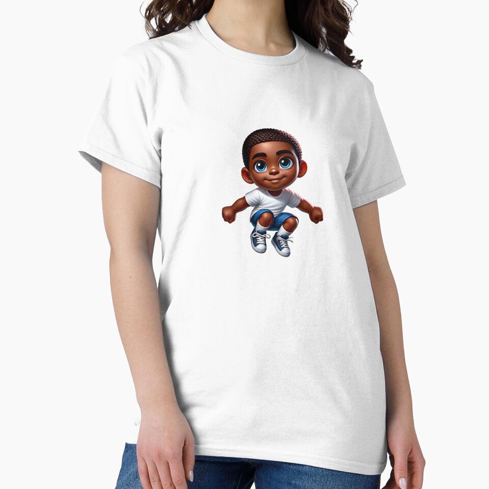 Cute Sitting Black Boy – Adorable African American Toddler Art by Lulunza