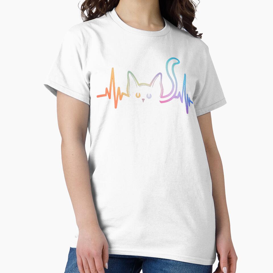 Heartbeat Cat Lover Cute Cat Owner Animal Silhouette Art ECG by trinhtruongevb