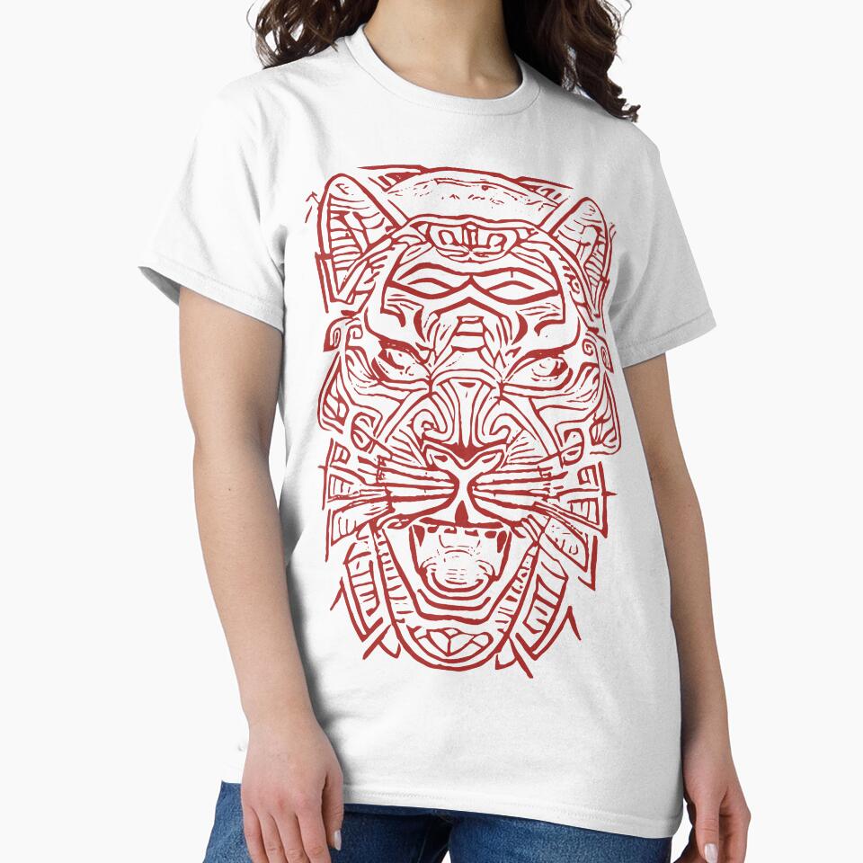 Tiger Tribal Tattoo Tiger With a Slightly Human Face Red Version by pelagio