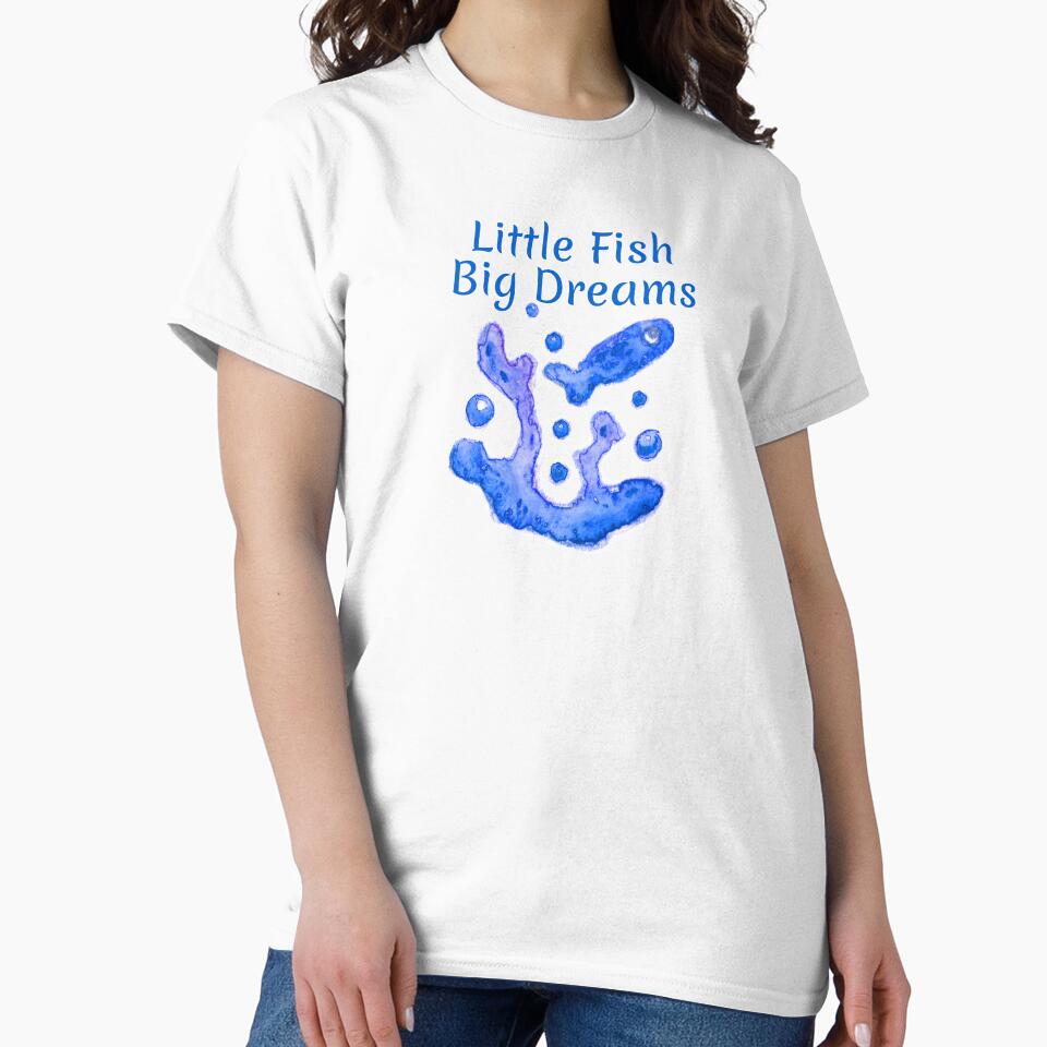 Little Fish Big Dreams Watercolor art hand drawn by Deepness2023