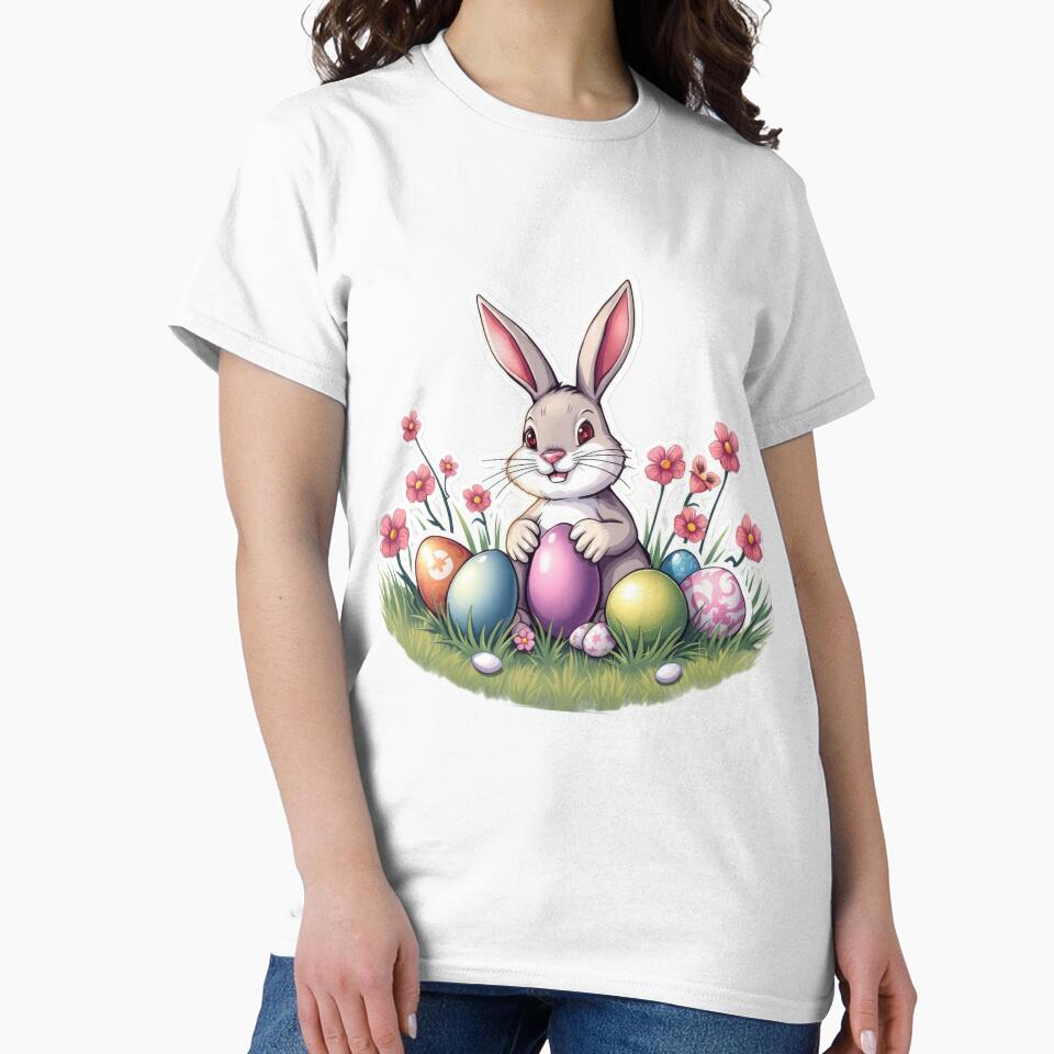 Cute easter Bunny with flowers and eggs sticker ,cute easter,Happy Easter,Easter Day,easter illustration by Expressions-Sel