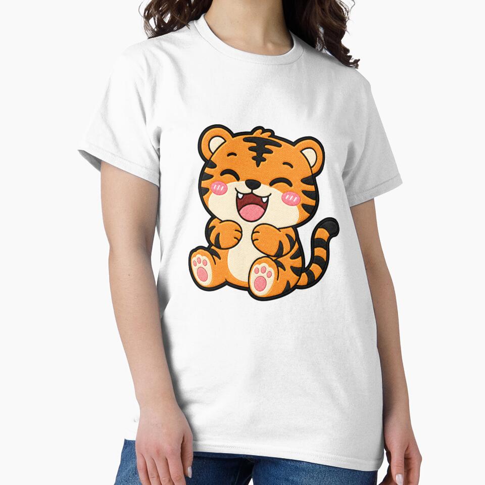 Happy Tiger Kawaii Cute Funny Laughing Tiger Cartoon Sticker by ColorSplash123