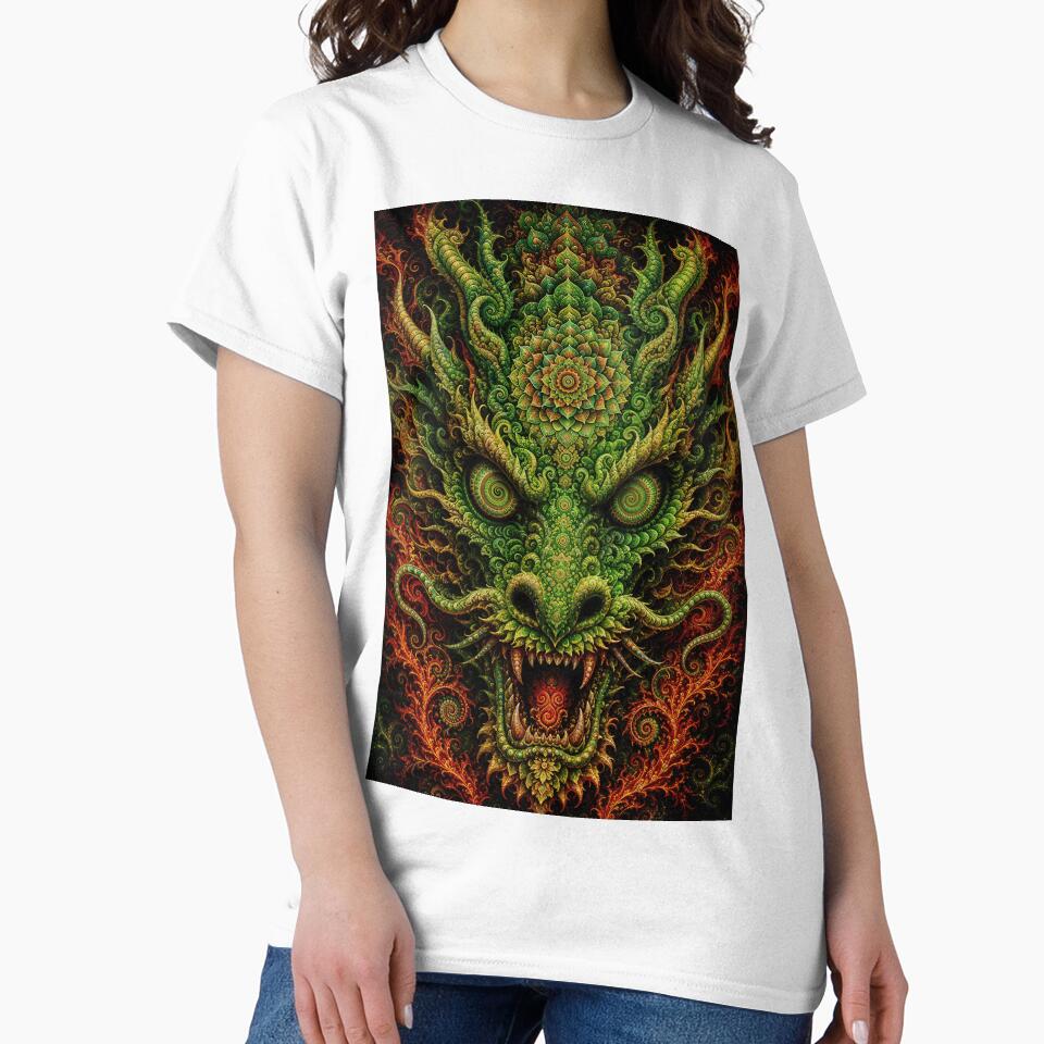 Green Chinese Dragon With Mandala And Fractals, Hypnotic Eyes by hyperbeast store