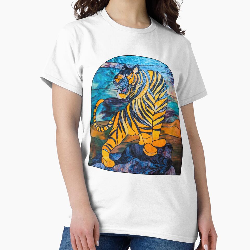 Tiger Stained Glass Window | Tiger Printed | Tiger Art Graphic | Tiger Japanese Art by KonnichiwaStore