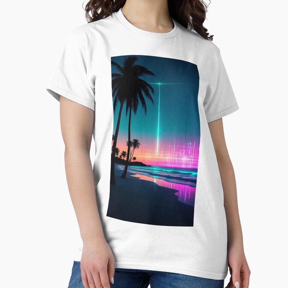 Paradise Lost | Neon Synthwave Landscape Art Print by Esterlane