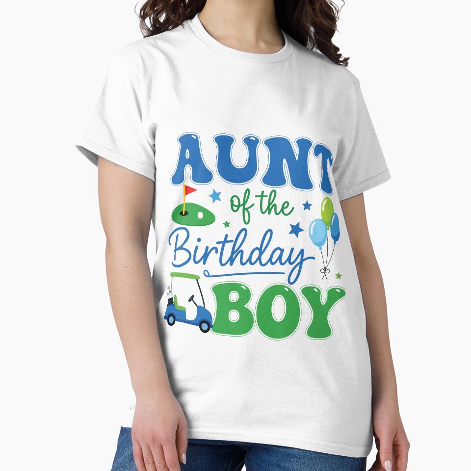Aunt of the Birthday Boy Golf Matching Family Party Design by kiralynstration