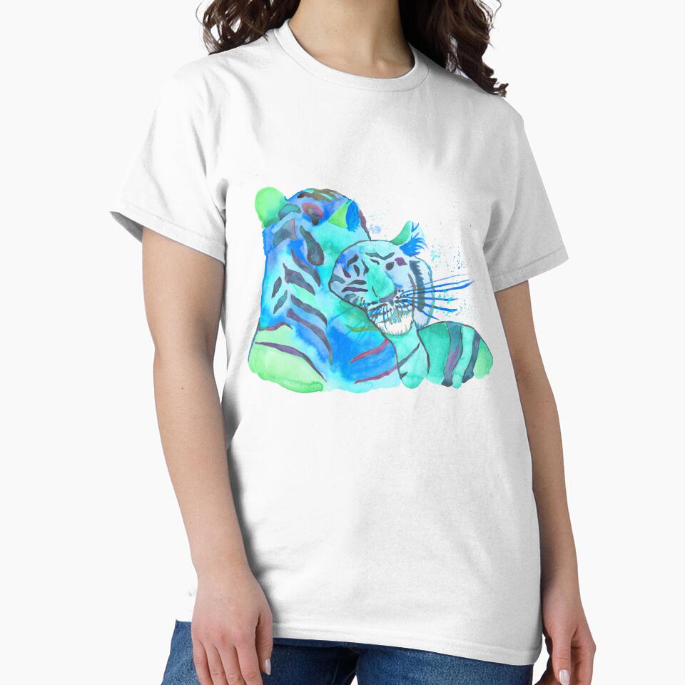 Cuddling Tigers - Tropical Turquoise by Niina  Niskanen