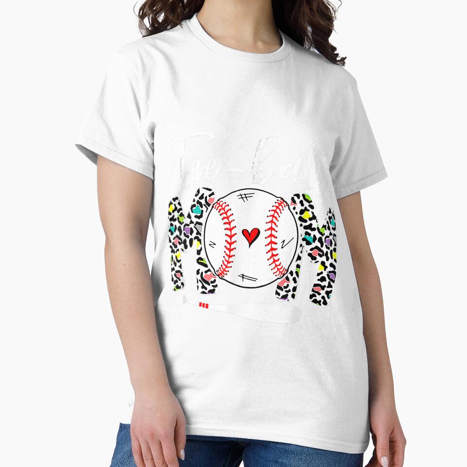 Ball Mom Mother's Day Tee Teeball Mom Leopard Funny by Christmas222
